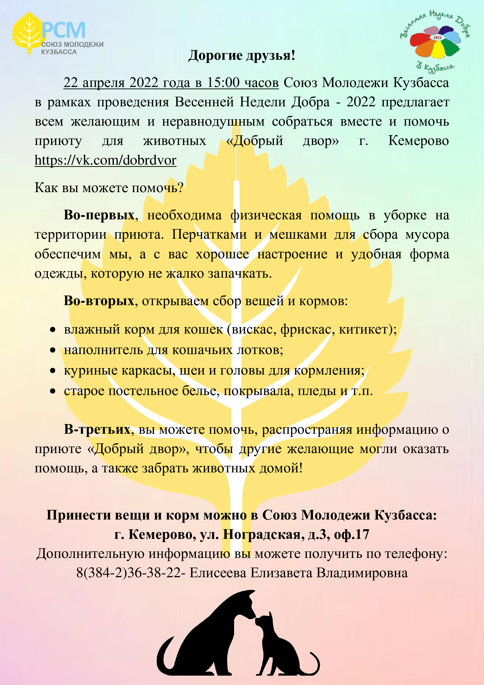 Помощь приюту для животных "Добрый двор" г. Кемерово